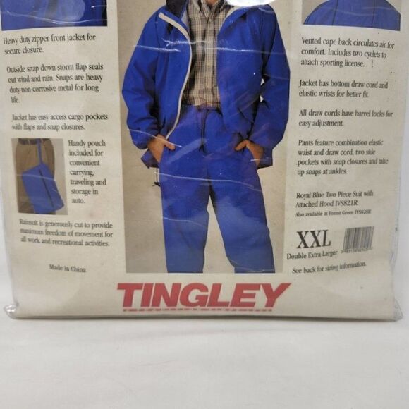VINTAGE TINGLEY S66211.2X STORM BLUE 2XL 2PC RAIN SUIT STORM CHAMP QUANTITY 1 - Picture 3 of 7